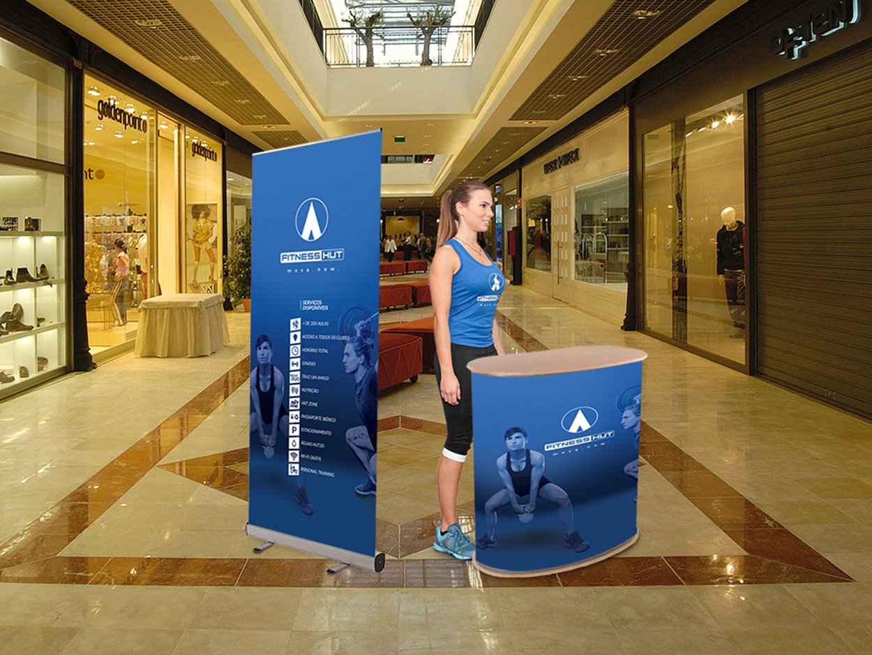 Roll-Up e bancada stand shoppings